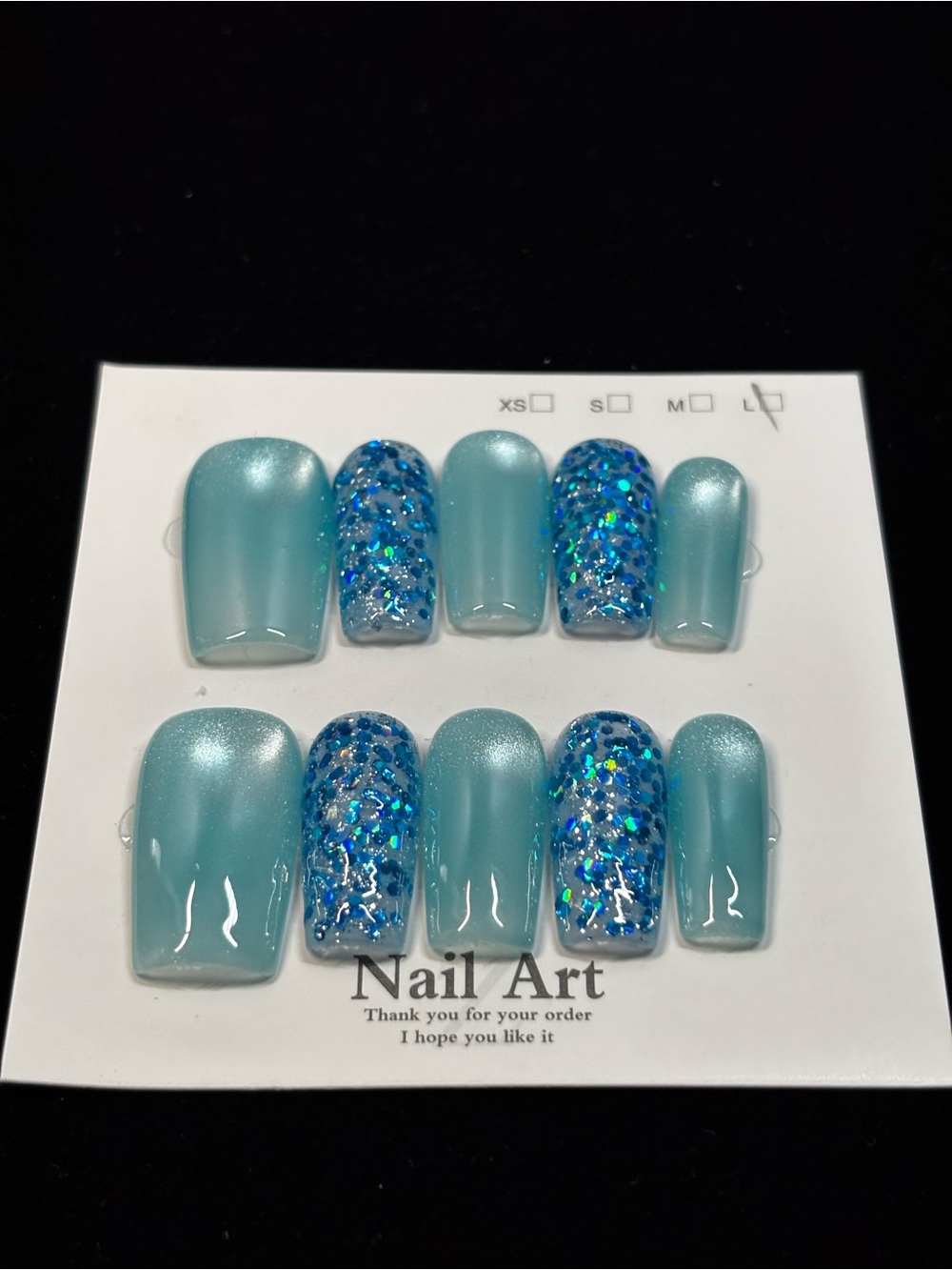 Blue Glitter Nail Set – Stylish Press-On Nails